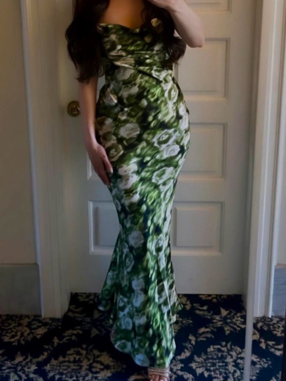 Fashion Nova Green Floral Maxi Dress
